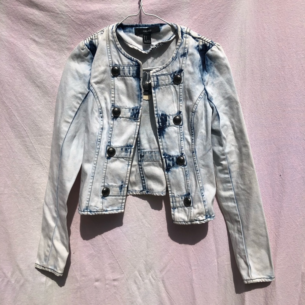 Forever 21 Acid Washed Denim Jacket, size S